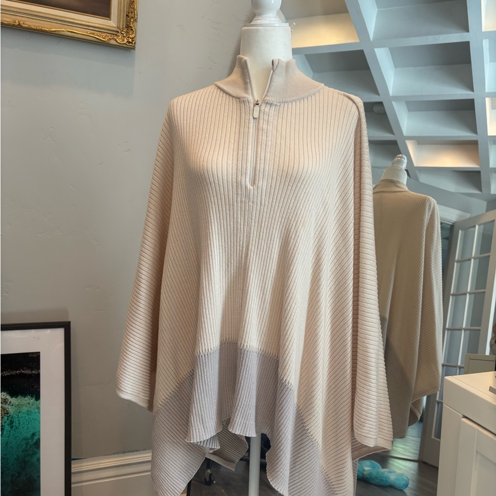 Lululemon On the Go Cream & Grey Poncho Sweater
